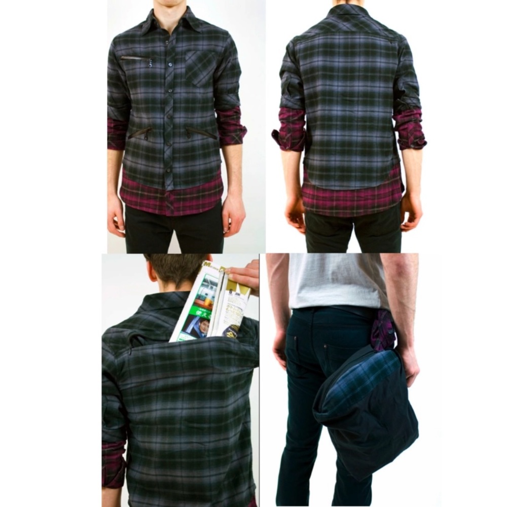 KZO x Unholy Matrimony Brett westfall cotton flannel hobo bag button up shirt XS